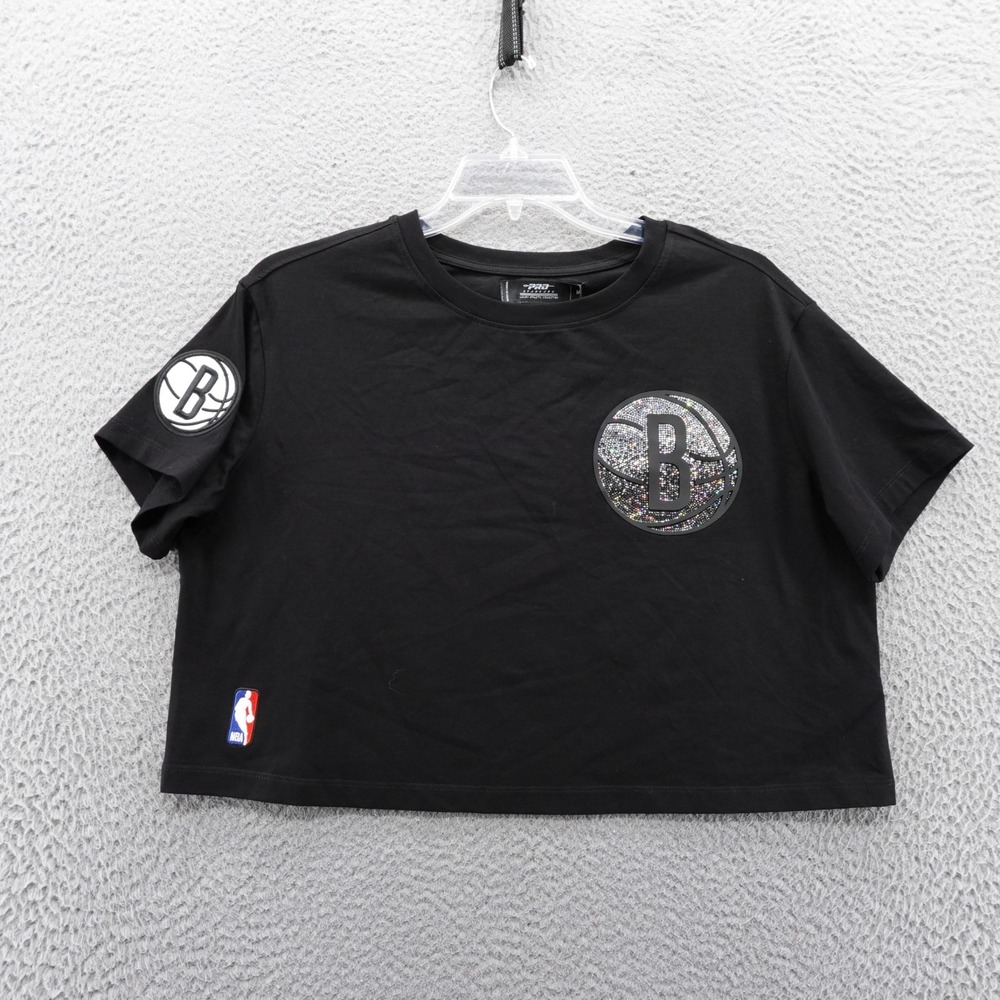 Pro Standard Brooklyn Nets NBA Black Rhinestone Logo Crop Top Womens Medium NEW